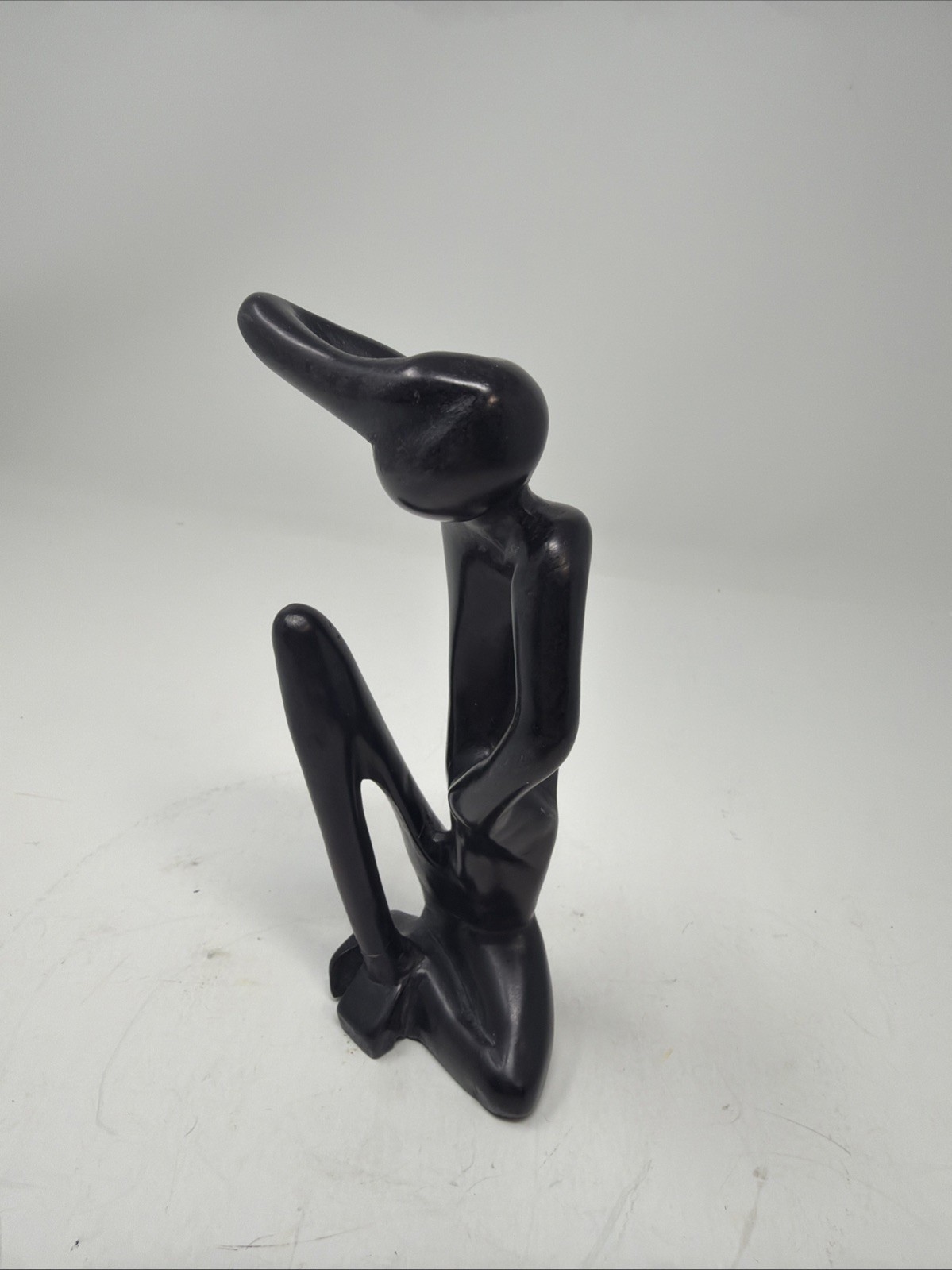 Abstract Wood Thinker Reader Statue Hand Carved Minimalist Figurine 6" Tall gallery