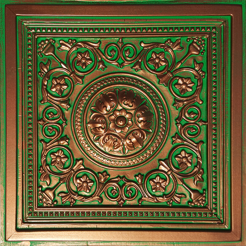 Grid System, Alternative to Tin, 24" PVC Ceiling Tiles MAJESTY Emerald Copper gallery