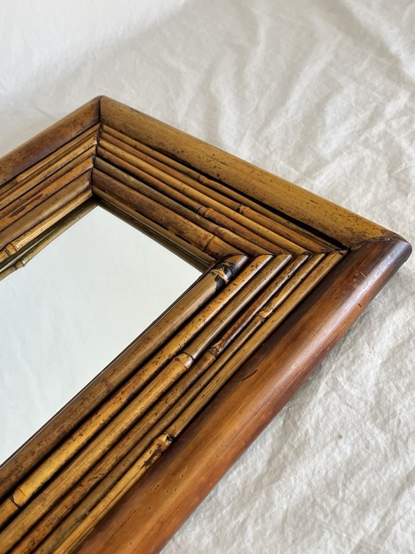 Vintage Bamboo Mirror Rectangular Shape Boho Coastal Chic Style gallery