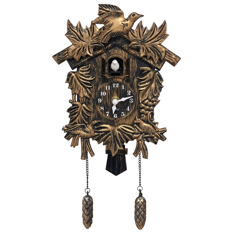WALPLUS Chiming Cookoo Clock Brown Vintage Bird Flapping One Size, gallery
