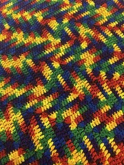 Brightly Colored Handmade Crochet Afghan Boho Throw Blanket 62″x66″
