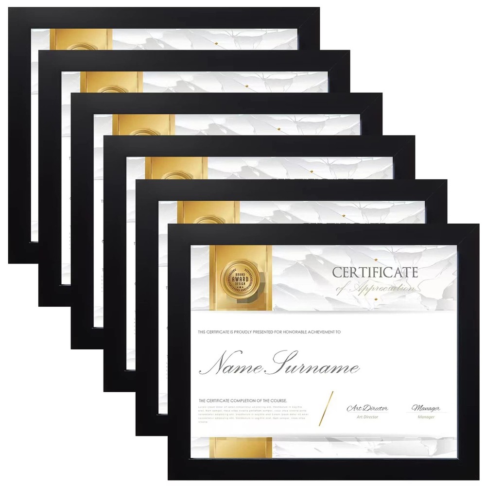 8.5 X 11 Frame Certificate Document Frame Set of 6, Diploma Frame for Wall and T