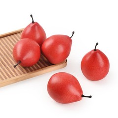 6 PCS Artificial Pears Red Simulation Fake Fruits Home Kitchen Cabinet Decor