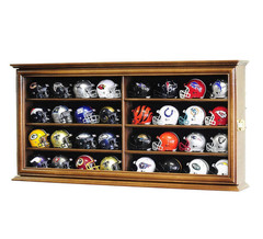 Pocket Pro Mini Helmet Display Case 32+ Football Riddell Walnut Wood NFL Cabinet