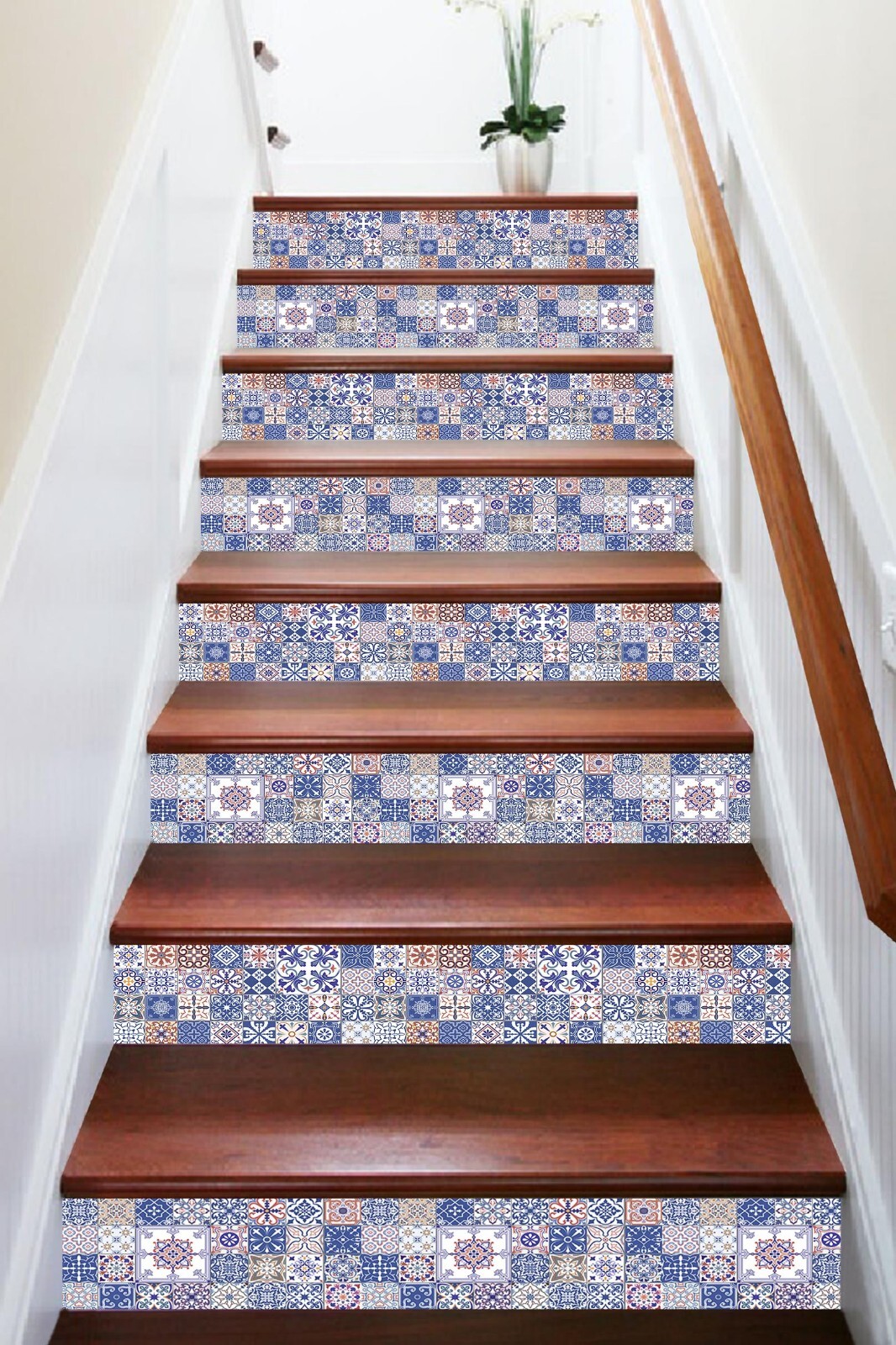 3D Blue Tile Pattern AZ687 Stair Risers Decoration Mural Vinyl Wallpaper Kay gallery