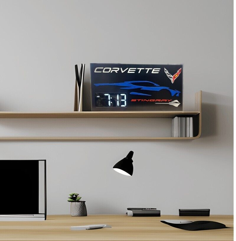 Customized Corvette C8 Clock: Laser-Cut, 3D For Garage, Man Cave, or Office gallery
