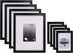 Black Solid Wood Picture Frames 4 PCS – 11×14 & 5×7 for Table or Wall Display