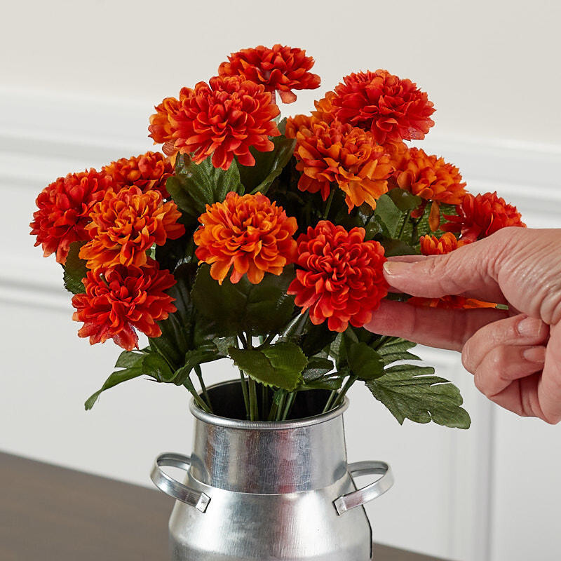 Richly Colored Orange Artificial Fall Mum 14" Floral Bush for Display gallery