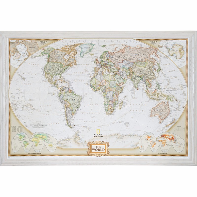 Craig Frames, Executive World Push Pin Travel Map with Pins - 24 x 36 gallery