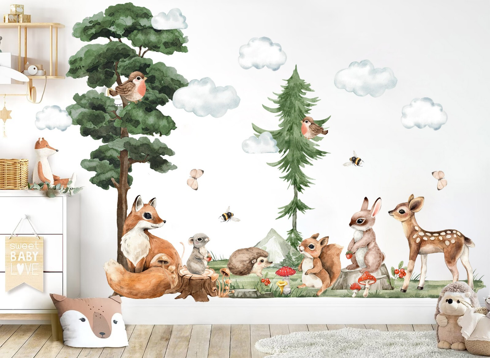 Forest animals Rabbit Squirrel Deer Fox decoration Removable Wall Decal Sticker gallery
