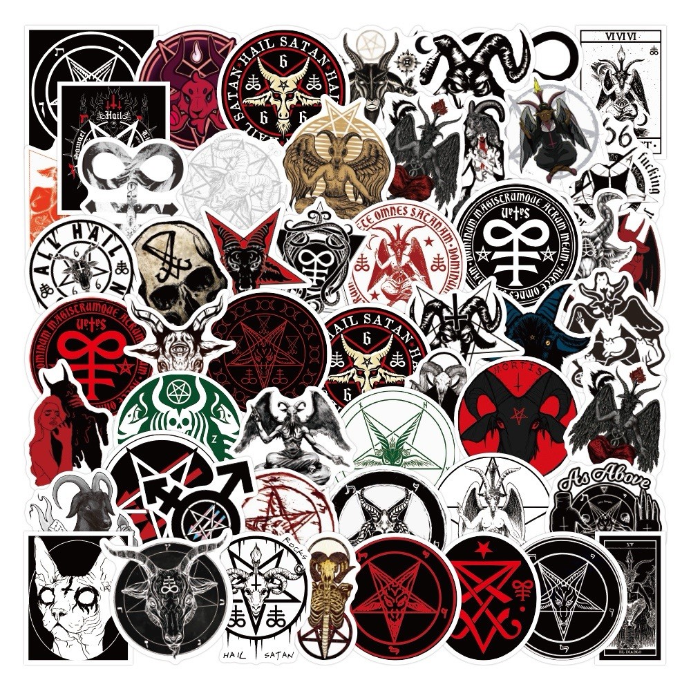 20 Random Satanic Stickers Devil 666 Decals Skull Satan Horror Red Free Shipping gallery