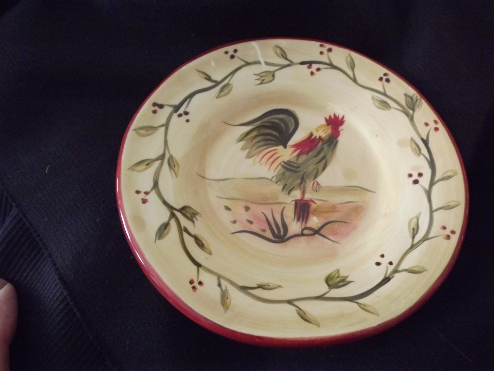 2 Park Designs Early Riser 5" ROOSTER PLATES Farmhouse BREAD DIPPING FRUIT ETC gallery