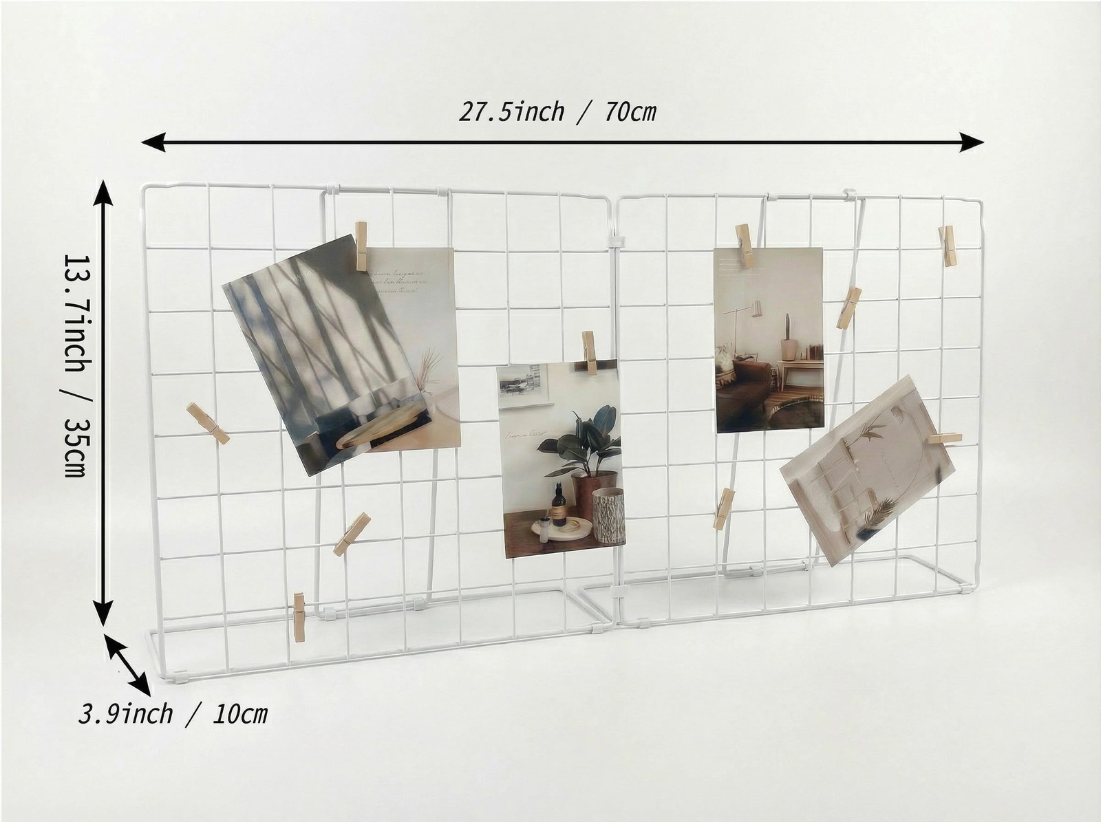 Foldable DoubleSided Desktop Photo Display Rack Grid Board 20 PCS Clips gallery