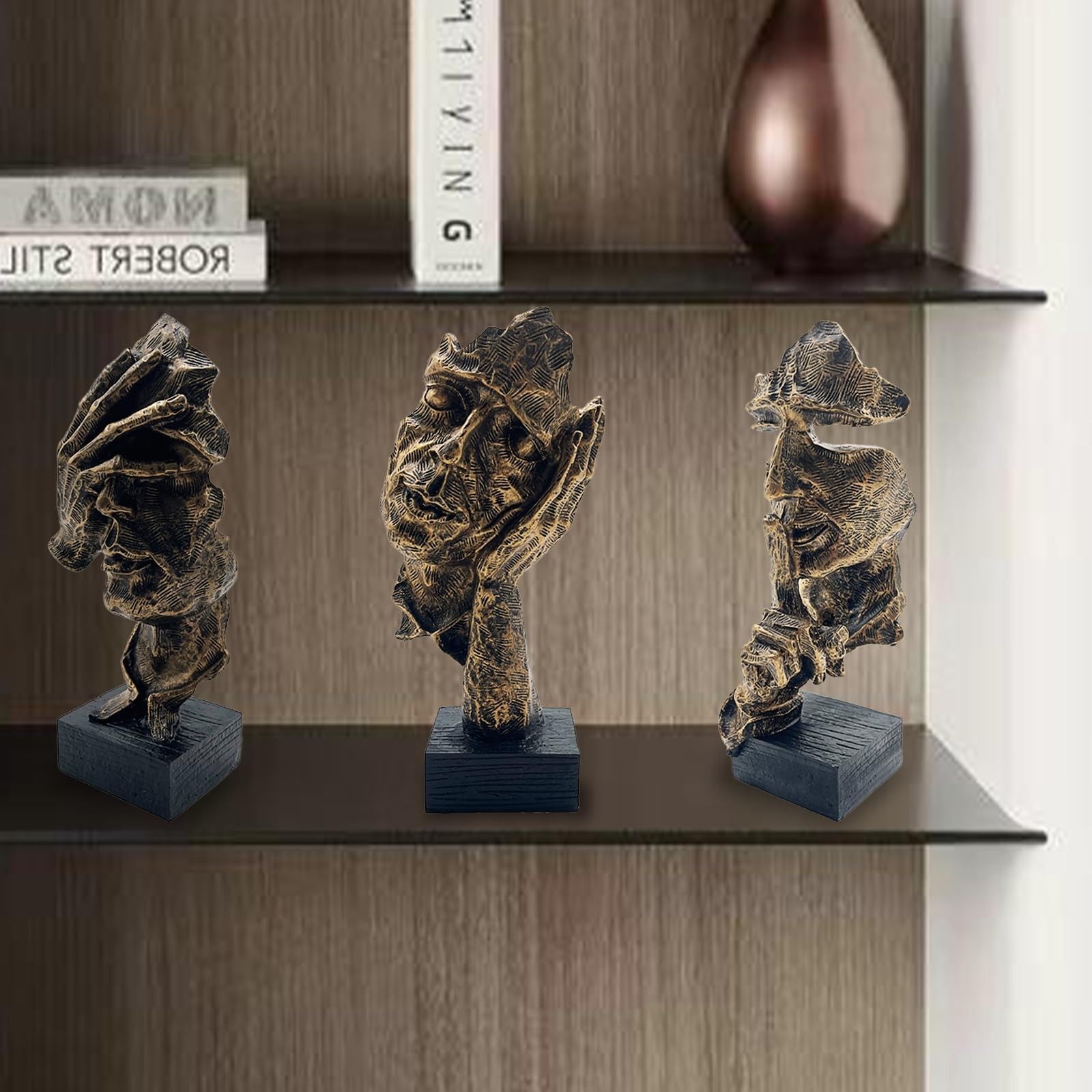 3pcs Thinker Statuesilence Is Gold Abstract Art Figurineno Hear No See No Speak gallery