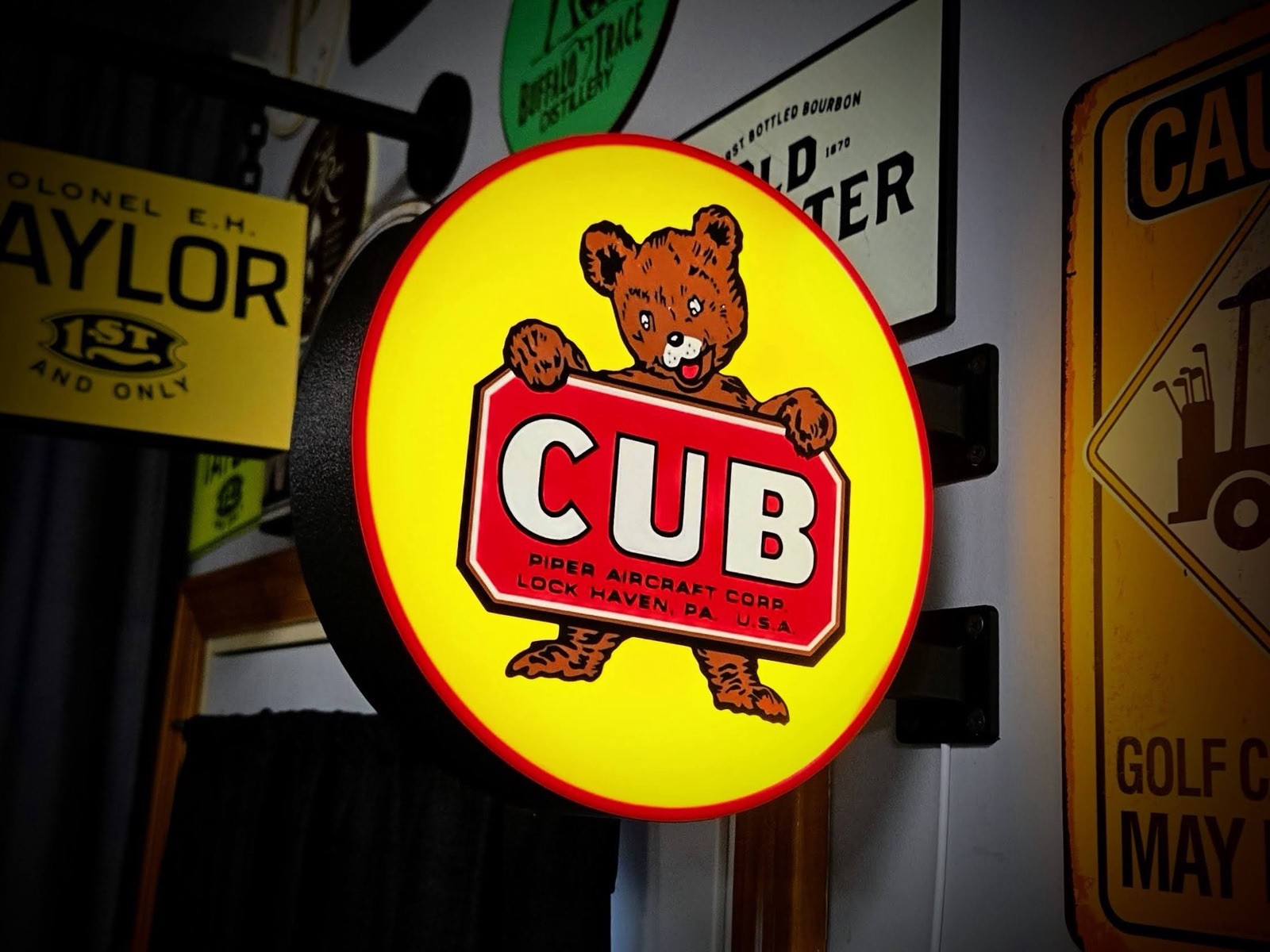 Piper Cub Round LED Light Box | Double Sided Sign RGB Option gallery