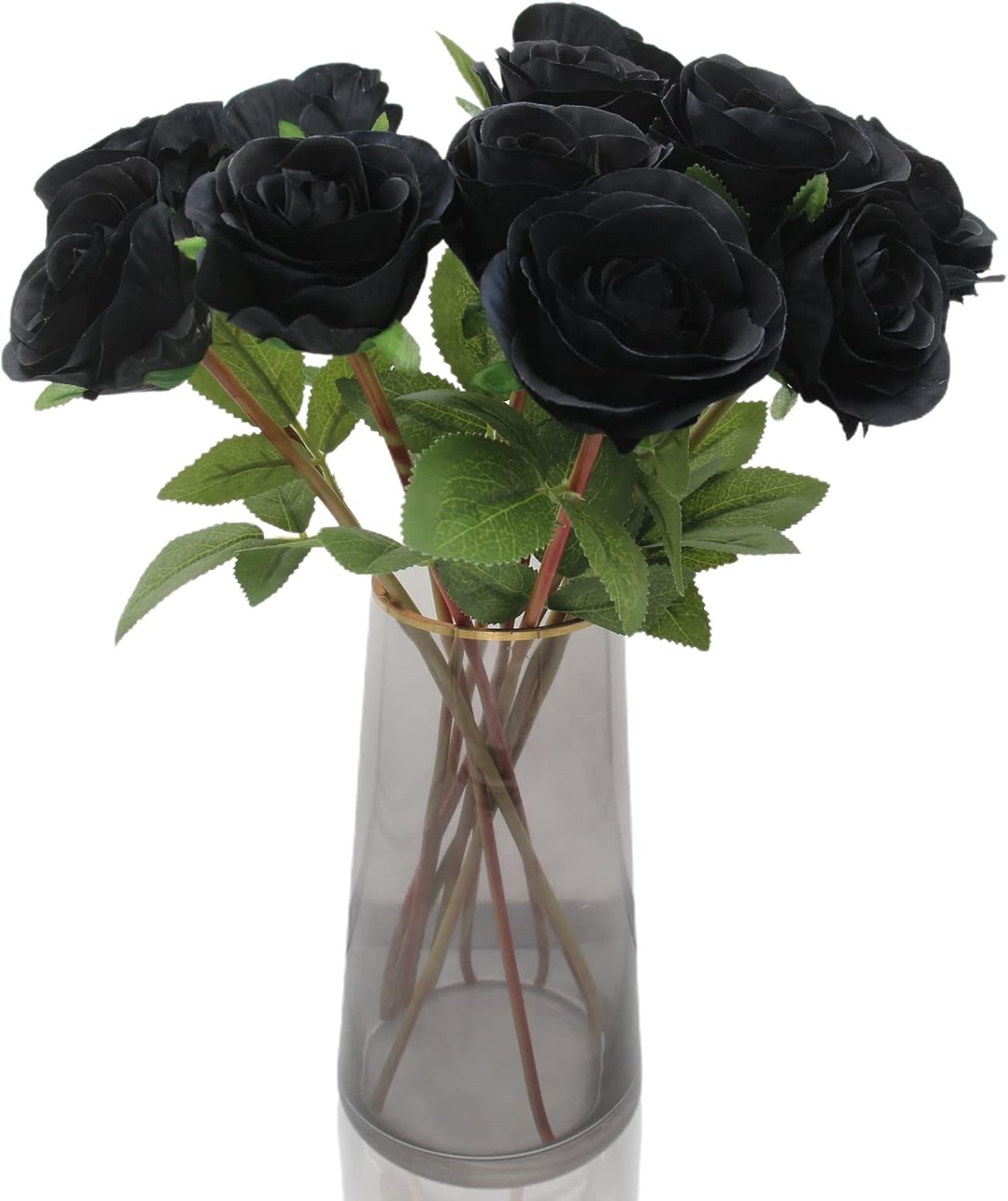 Hananona Black Artificial Roses for Flower Arrangement, 12 Pcs Silk Black Roses gallery