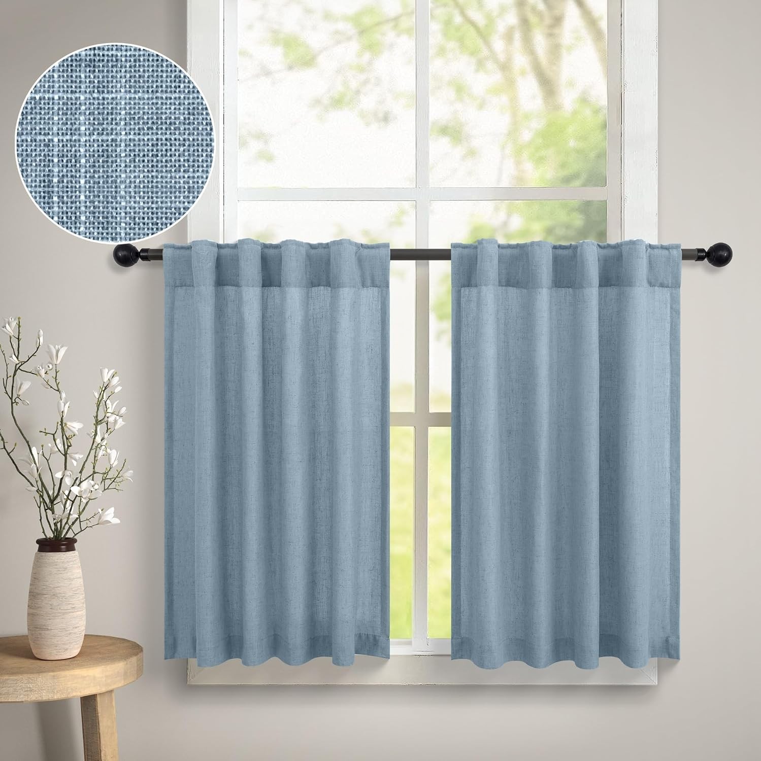 30 Inch Curtains for Small Window 2 Pack Back Tab Pocket Semi Transparent Boho gallery