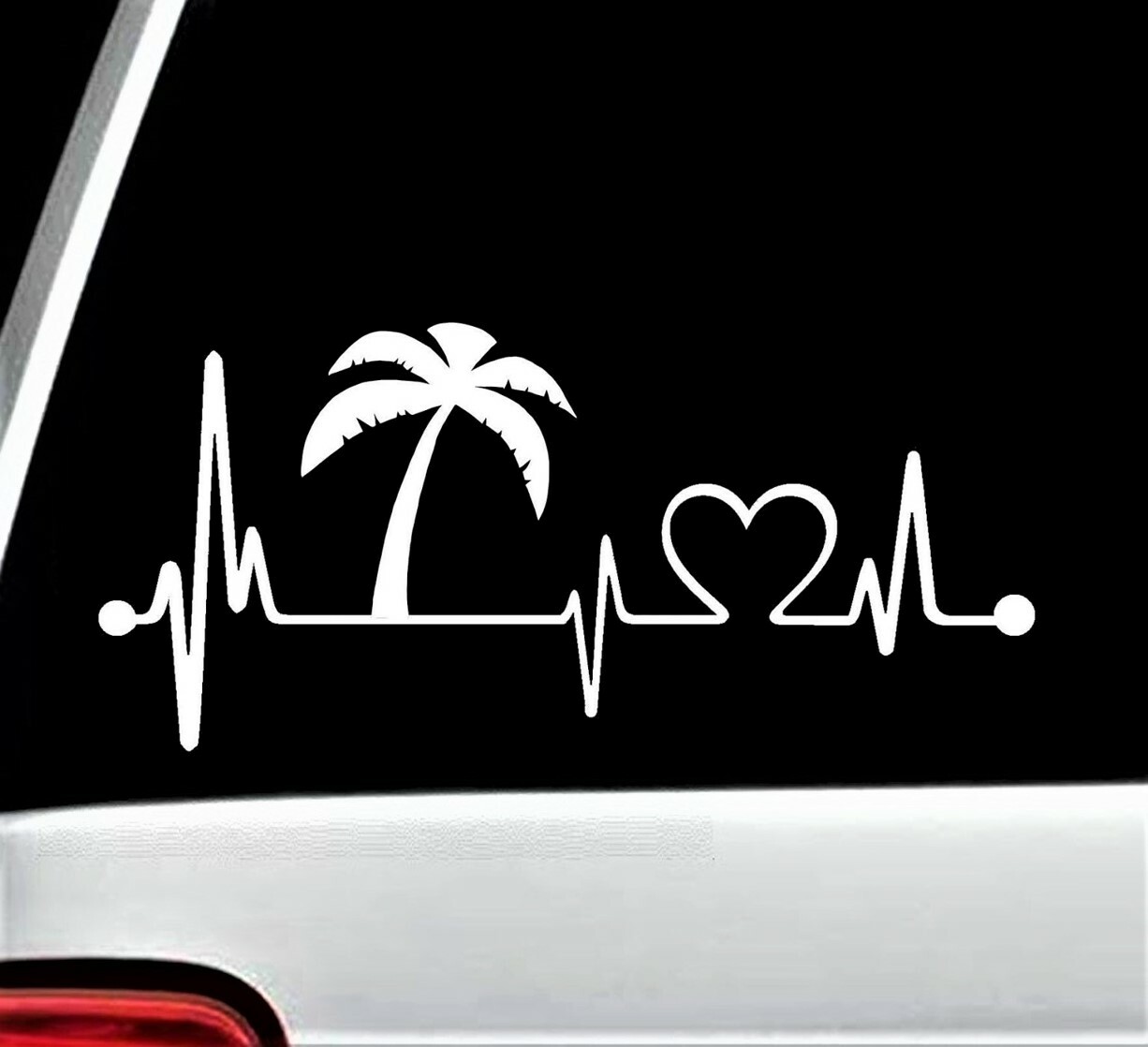 Palm Tree Heartbeat Lifeline Decal Sticker Car Truck SUV Beach Vacation K1016 gallery