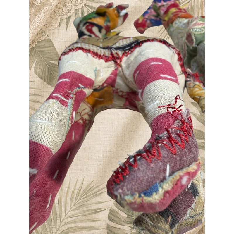 Boho Patchwork Giraffe Pair Handmade Textile Shelf Decor Folk Art gallery