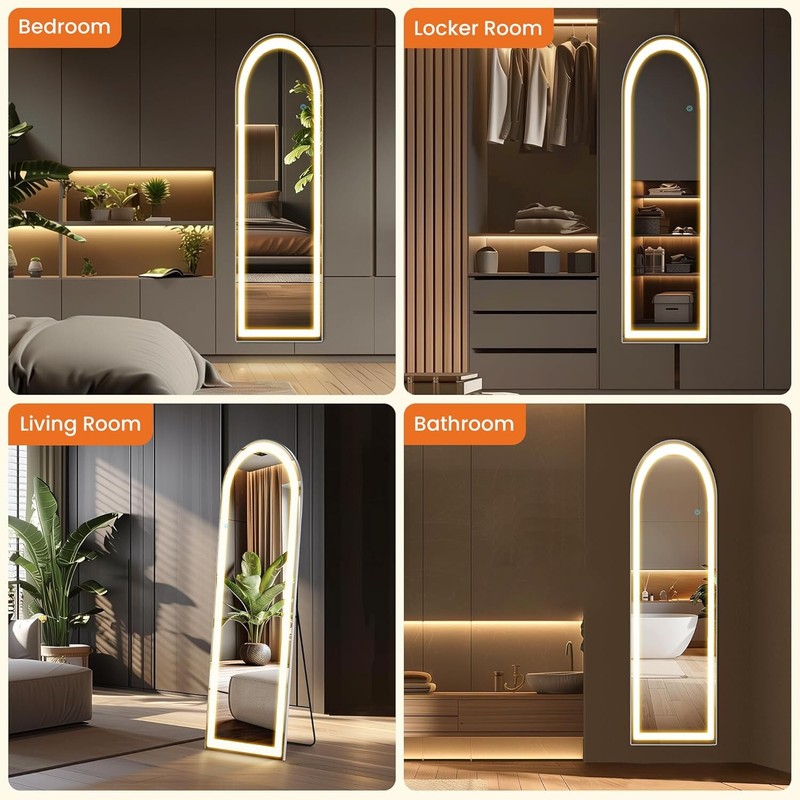 Mirror Full Length Standing Mirror with LED Lights Lighted Floor Standing Mirror gallery