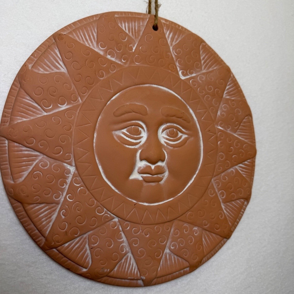 Terracotta Celestial Sun Face Wall Hanging Plaque Clay Ceramic Wall Decor gallery