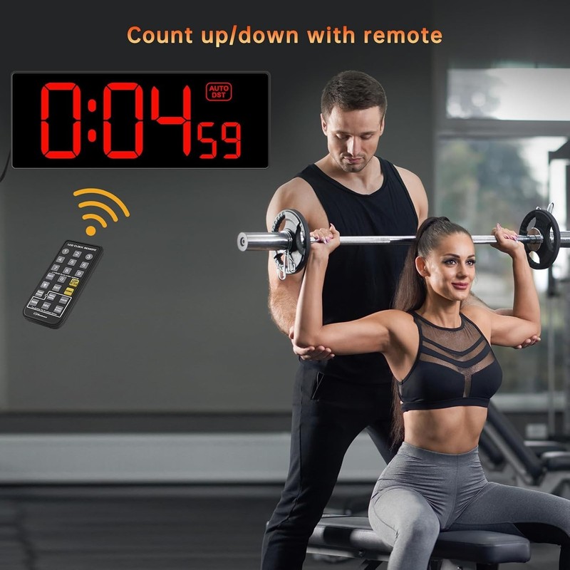 Gym Countdown Timer with Remote Control - Large Red Display gallery