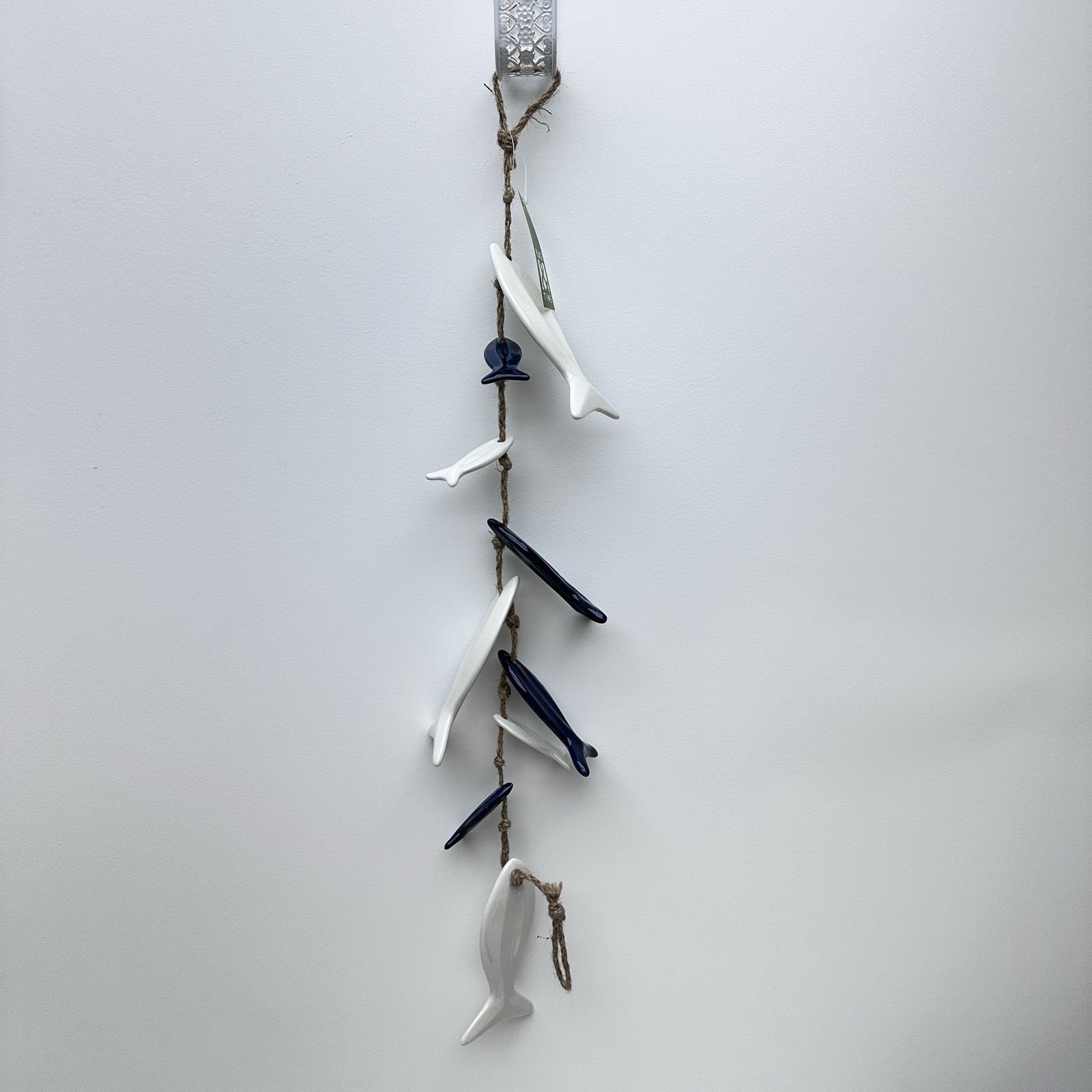Place & Time Hanging Ceramic Fish Decor - Navy & White - Ocean Beach Lake House gallery