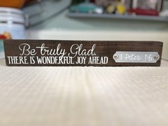 Freestanding Rustic Wood Decor Plaque Sign 1 Peter 1:6 Bible Verse Quote, 12 in