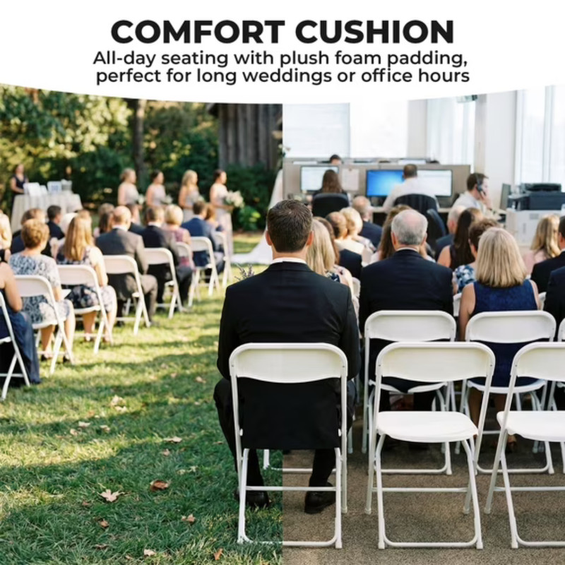 4 PACK Plastic Folding Stackable Chairs Seat -Office Home Event Wedding Party gallery