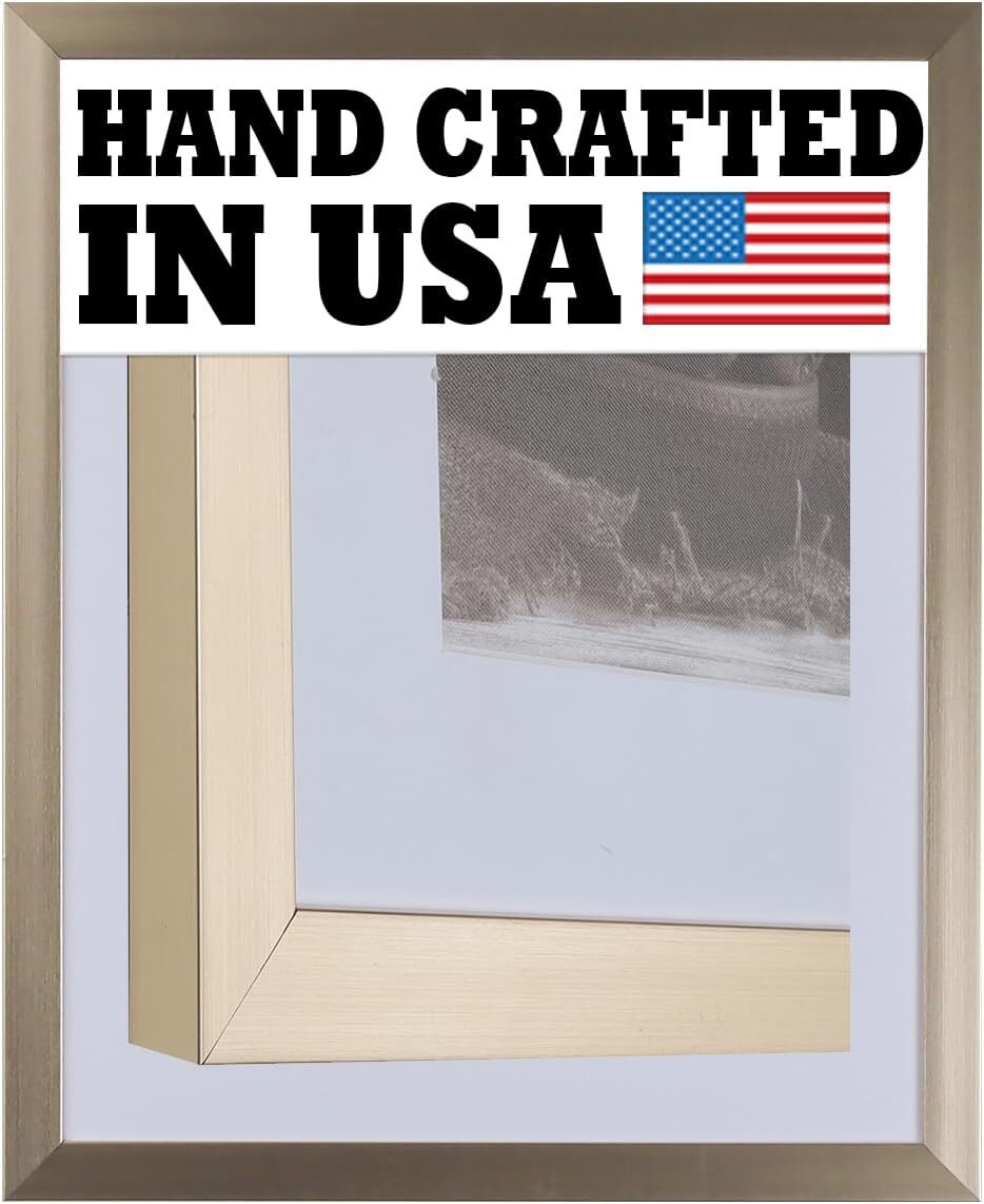 Custom Matted Picture Poster Frame & Mat 1-1/8" Silver Modern 313VI 16x20 24x36 gallery