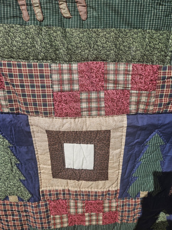 Rustic Cabin Lodge Patchwork Quilt Throw Moose Fish Pine Tree Applique 50x58 gallery