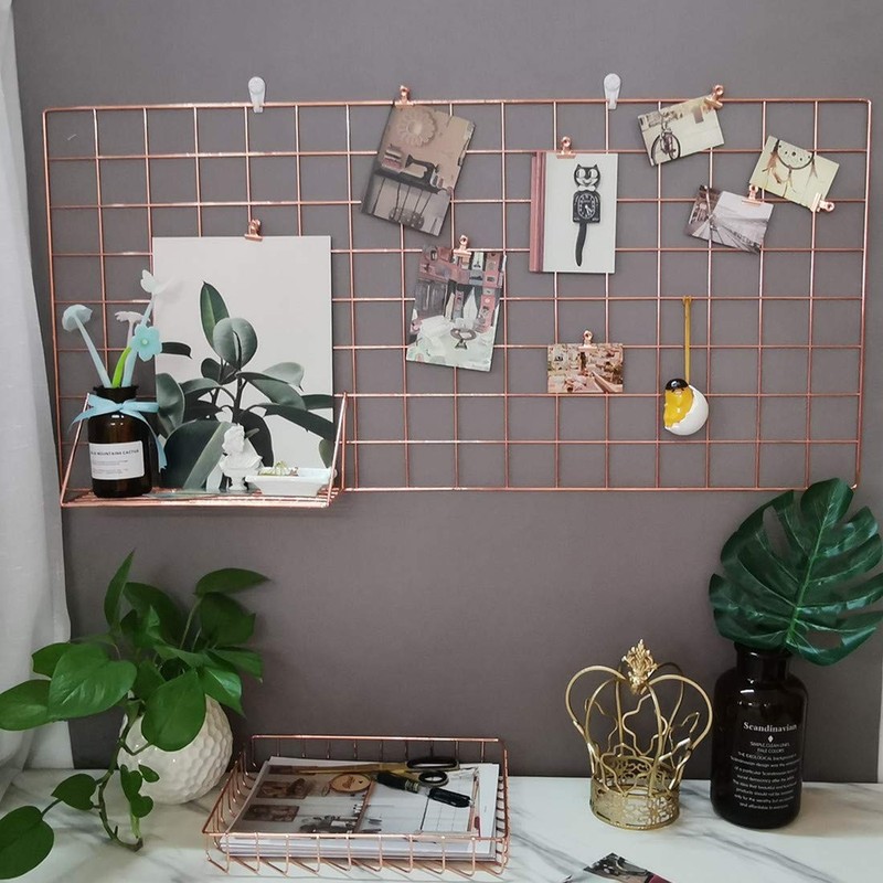 Multifunction Electroplated Bling Metal Mesh Grid Panel Wall Photo Artwork Di... gallery