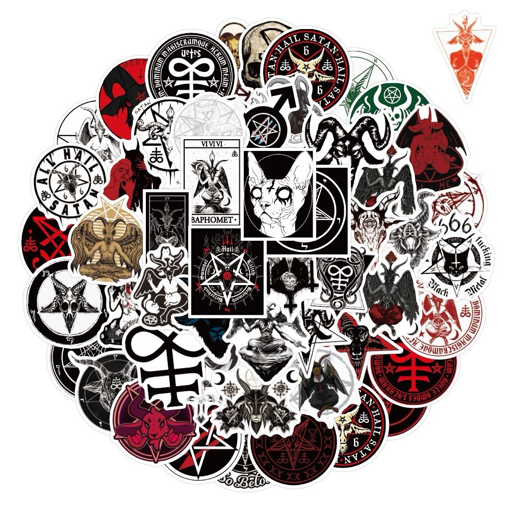 10 Random Satanic Stickers Devil 666 Decals Skull Satan Horror Red Free Shipping gallery