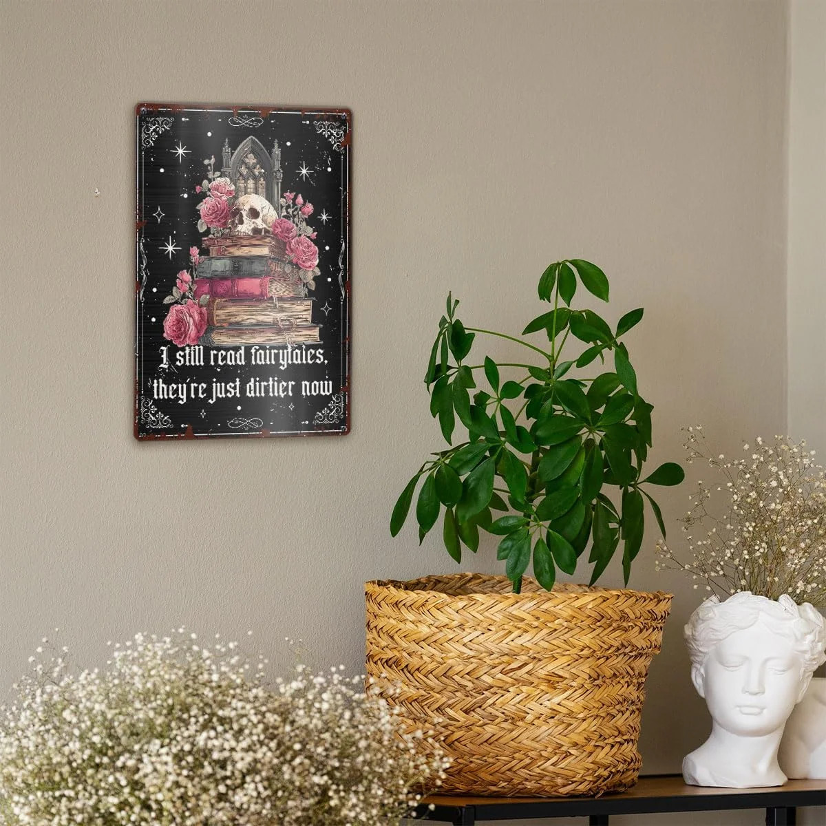 Gothic Book Lover Reader Home Library Wall Metal Sign Decor, Bookworm Bookish De gallery
