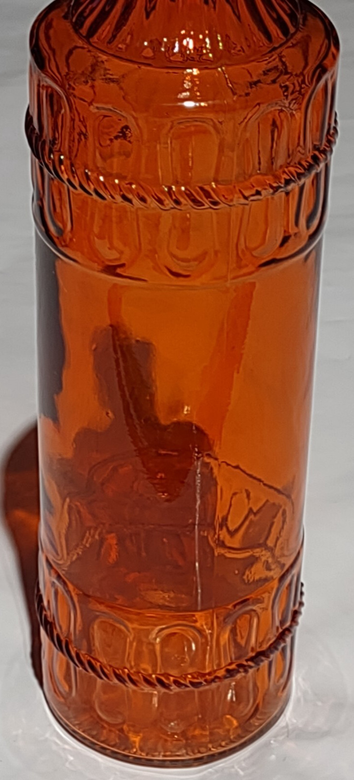 Holiday Round Orange Raised Rope Design Glass Decorating Bottle 12”H W Cork-NEW gallery