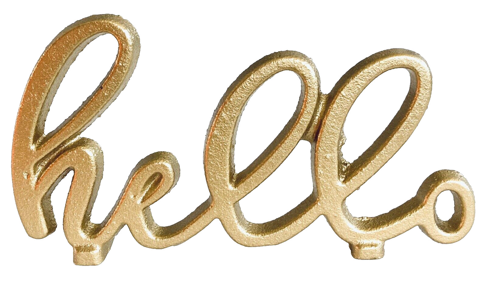 Gold Iron Hello 6" Script Handwriting Font Word Desk Sign Paperweight Cubicle Hi gallery