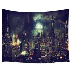 Extra Large Tapestry Wall Hanging Gothic New York City Night Fabric Art Posters