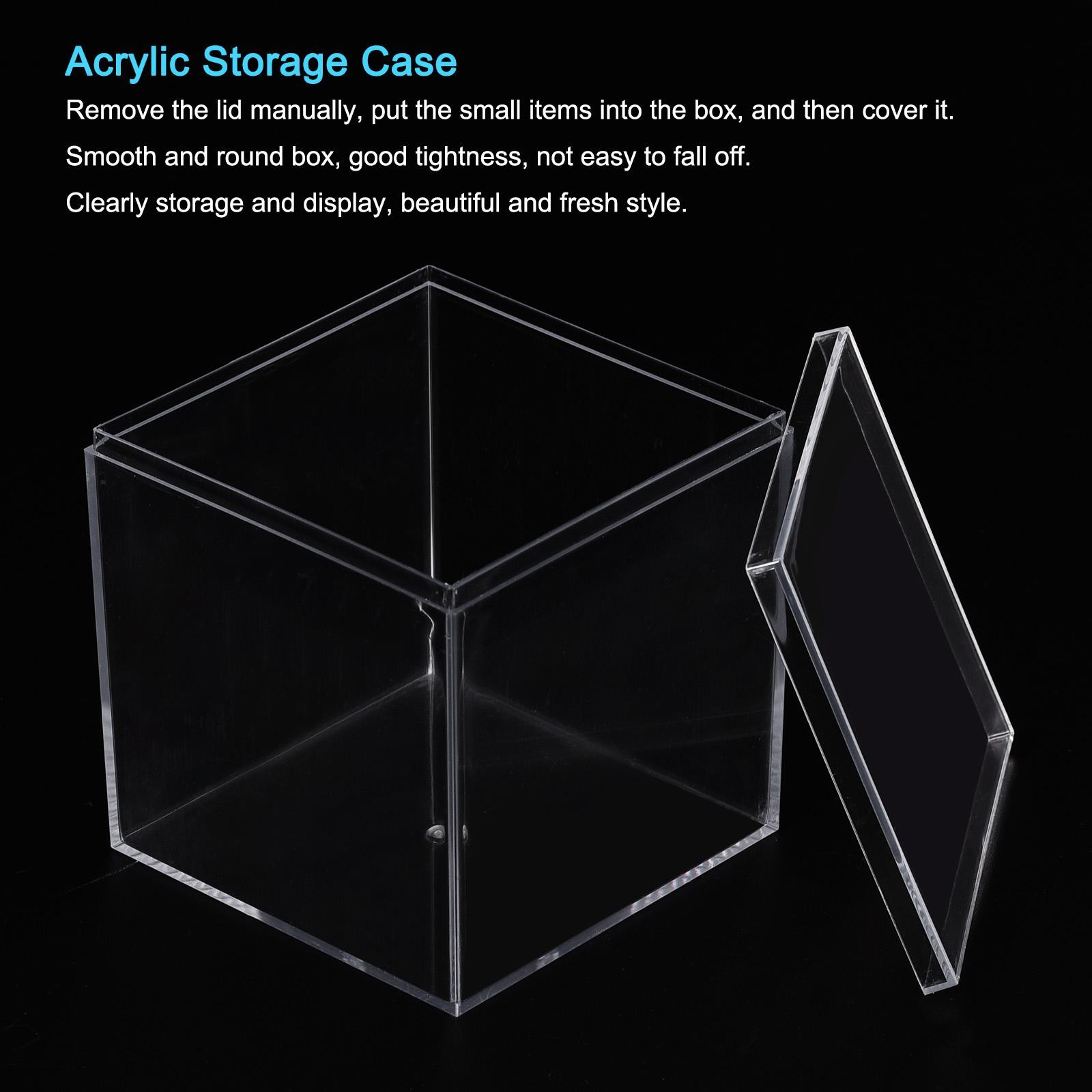 Clear Acrylic Plastic Storage Box Square Case with Lid, 6.1x6.1x6.1cm, Pack of 4 gallery