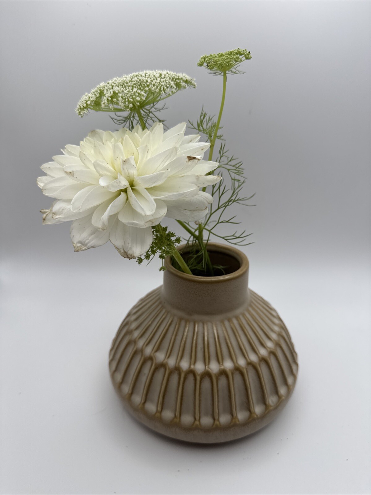 Bloomingville Vase Embossed Ceramic Neutral Reactive Glaze Short Farmhouse Style gallery