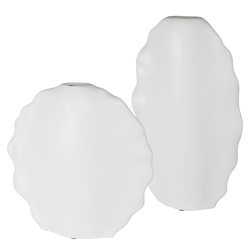 Uttermost Ruffled Feathers Modern White Vases S/2 gallery