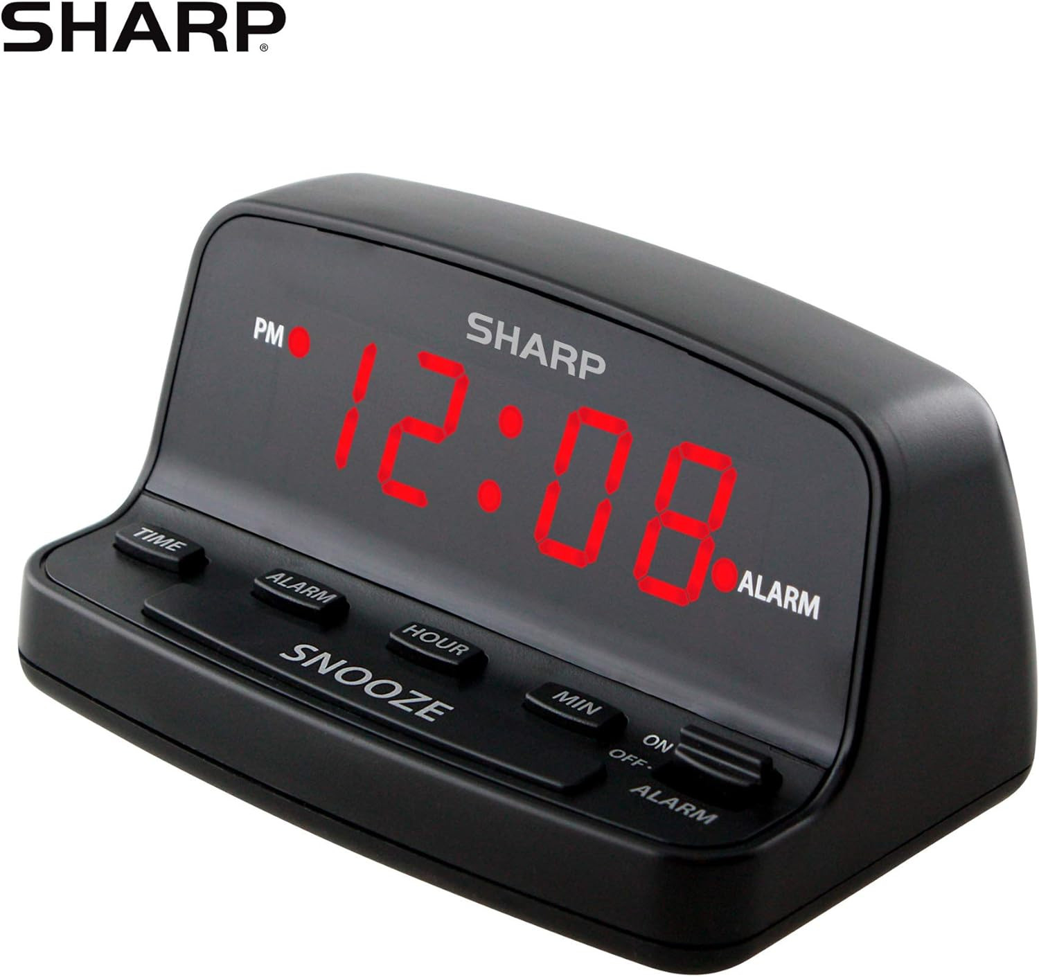 Sharp Digital Alarm Clock with Keyboard Style Controls, Battery Black gallery