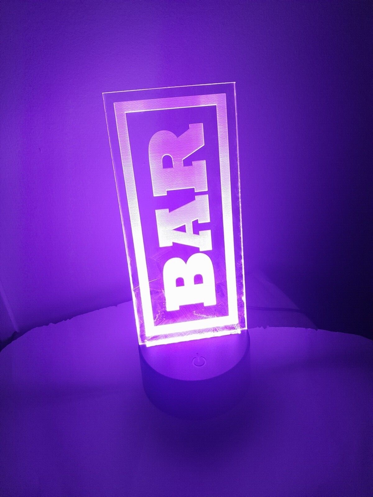 Edge Lit Tabletop Sign, Multi-Colored LED, Laser Etched, Bar, Art, Night Light gallery