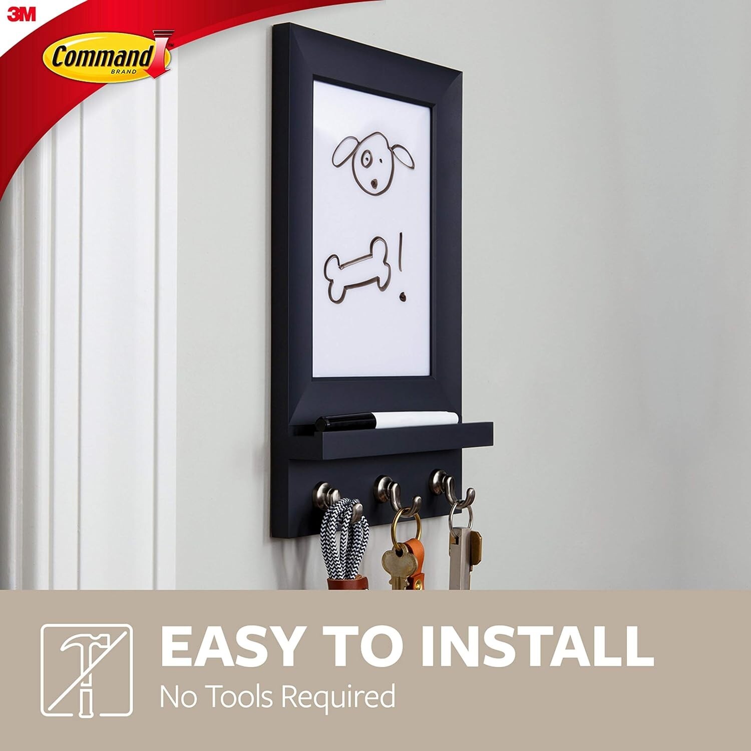 Command Dry Erase Message Center, Slate, 1Message Center with Key Hooks, 8strips gallery