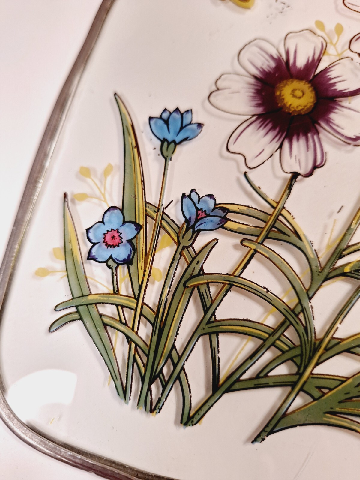 Suncatcher Glass Window Hanging With Chain Floral Theme Butterfly Handpainted gallery