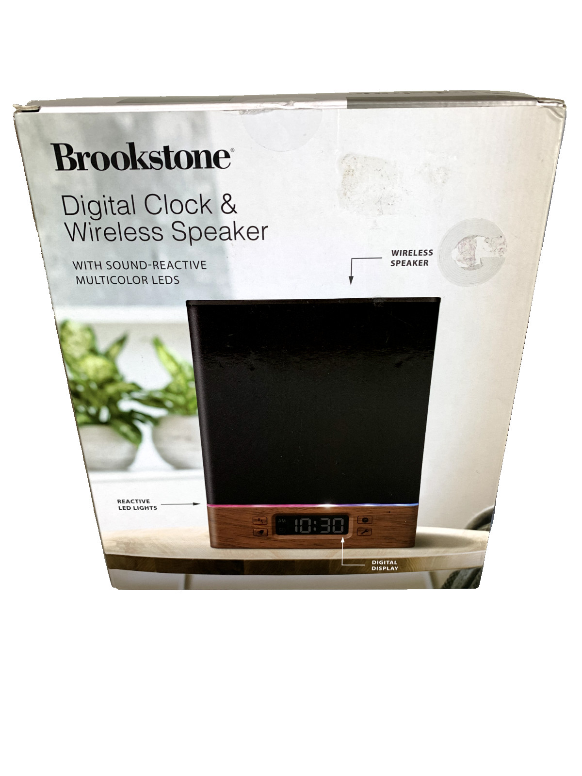 New Brookstone Digital Clock & Wireless Speaker BSARMCLKBK Unopened Sealed Box gallery