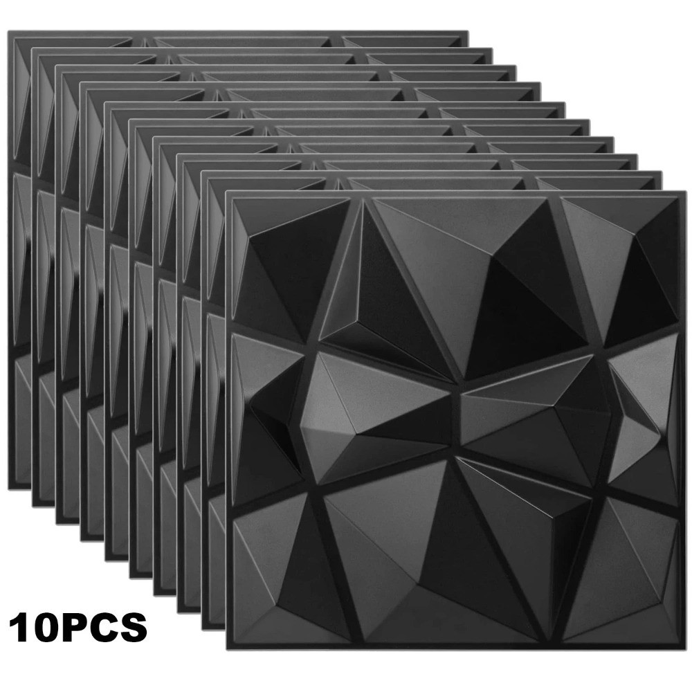 10PCS 3D Wall Panels Diamond Design Textured Accent PVC Wall Background Decor gallery