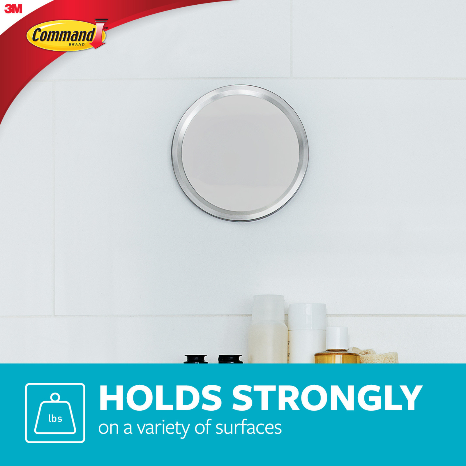 Command Bath Mirror: 6.82 in. diameter (Satin Nickel) gallery