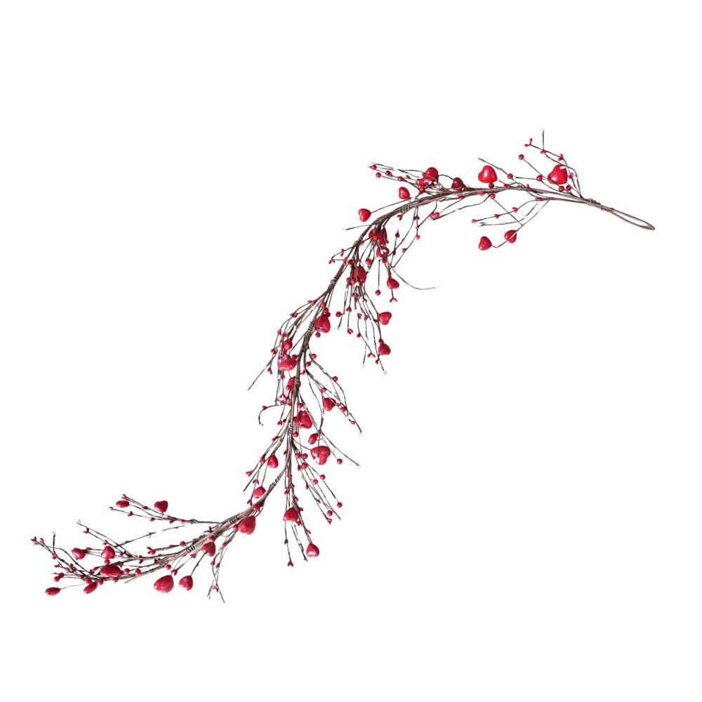 Versatile Stable Easy to Use Single Artificial Red Berry Heart Decorative Rattan