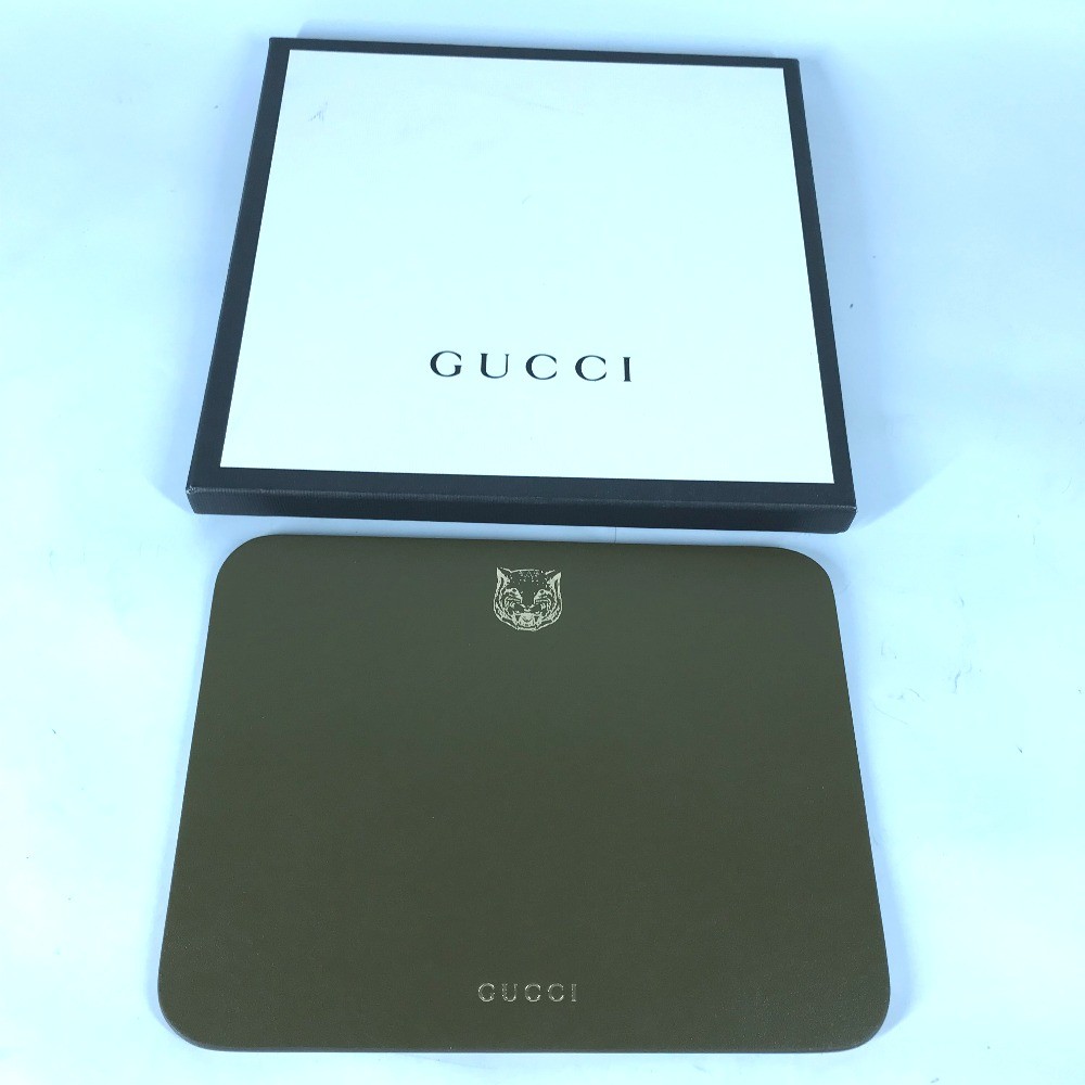 GUCCI PC personal computer interior tiger mouse pad Leather khaki/pink gallery
