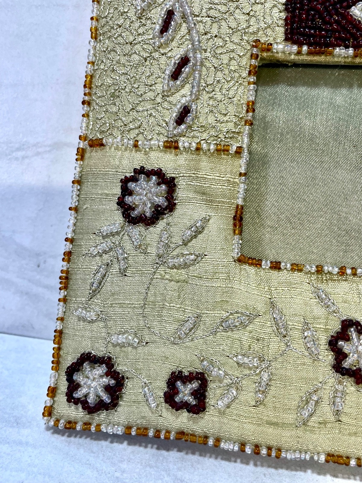 Handcrafted Beaded & Embroidered Fabric Picture Frame – Boho Floral Patchwork gallery